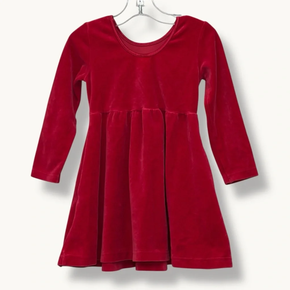 Hanna Andersson Red Velour Skater Dress Toddler Girls Size 3T 90cm Holiday Twirl